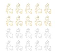 DICOSMETIC 20Pcs 2 Colors Fashion Girl Charms Hollow Girl Silhouette Charms Golden Women Face Pendants Stainless Steel Charms Open Back Bezel Pendants for DIY Crafts Jewelry Making, Hole: 1.5mm
