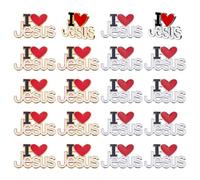 DICOSMETIC 20Pcs 2 Colors I Love Jesus Brooches Pin Religious Christian Enamel Pins Bible Lapel Pin Alloy Badge Brooch for Women Men Bags Hats Caps Clothes Vest Jackets