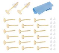 DICOSMETIC 20Pcs 925 Sterling Silver Earrings Posts Flat Pad Earring Studs 4mm Golden Earring Pads Blanks Earrings Pin with 1Pc Polishing Cloth and 40Pcs Ear Nuts for Jewelry Making, Pin: 0.8mm