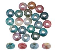 DICOSMETIC 20Pcs Natural Indian Agate Beads Large Hole Gemstone Beads 10mm Stone Bead Rondelle European Bead for Bracelet Necklace Jewelry Making, Hole:4mm