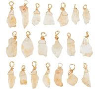 DICOSMETIC 20Pcs Natural Stone Pendants Raw Citrine Pendants Wire Wrapped Crystal Charm Irregulate Gemstone Charms Crystal Pendant for Jewelry Crafts Making, Hole: 3mm