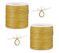 DICOSMETIC 218 Yards Gold String Twine 2 Rolls Metallic Cord Baker String Macrame Glitter Gold Cord Polyester Threads for Gift Wrapping Packing Materials Crafts DIY Christmas Decor