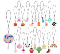 DICOSMETIC 22Pcs Phone Wrist Strap 22 Styles Cute Phone Charms Resin Charm Lanyard Strap Kawaii Cellphone Keychain Flower Food Dice Cell Phones Pendant Accessories for Bag Backpack Camera