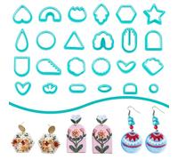 DICOSMETIC 24 Shapes Polymer Clay Cutters Clay Earring Cutters Heart Star Studs Clays Cutter Floral Polymer Clays Cutter for Earrings Jewelry Making Supplies, Medium Aquamarine