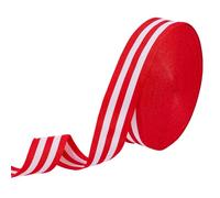DICOSMETIC 24 Yards x 40MM Red White Striped Grosgrain Ribbon Polyester Stripe Ribbon Double Face Craft Wrapping Ribbons for Gifts Wrapping Bouquets Decor and Garment DIY