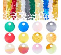 DICOSMETIC 2400Pcs 12 Colors Large Loose Sequin Flat Round Paillettes Bulk 19mm PVC Sequin Paillettes Embroidery Craft Sequins for Garment Shoe Dress DIY Sewing Accessories, Hole:5mm
