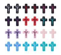 DICOSMETIC 24Pcs 12 Styles Silicone Focal Beads Halloween Cross Silicone Beads Jesus Faith Silicone beads Crucifix Loose Beads for Beadable Pen Keychain Jewelry Making
