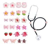 DICOSMETIC 24Pcs 12 Styles Stethoscope Charm Bulk Resin Flower Animal Stethoscope Personalized Identification Tag Nurses W ifts for Doctor Nurse Medical Assistant
