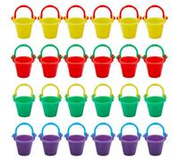 DICOSMETIC 24Pcs 4 Colors Miniature Beach Buckets for Dollhouse 1:12 Scale Tiny Plastic Pails Miniature Dollhouse Accessories Pretend Play Layout Model for Scene Landscape Decor