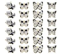 DICOSMETIC 24Pcs 4 Styles Alloy Enamel Skull Butterfly Charm Golden Gothic Butterfly Charm Gothic Skull Charms Halloween Theme Charms for Jewelry Making, Hole: 1.6-1.8mm