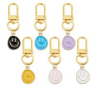 DICOSMETIC 24Pcs 6 Colors Smile Expression Keychain Enamel Smile Face Charms with Alloy Swivel Clasps Cute Key Chain for Women Bag Charms Key Chains Car Key Pendant for Purse Handbag Bag Decoration