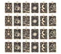 DICOSMETIC 24Pcs 6 Styles Enamel Tarot Charms Gothic Moon Star Rectangle Charms Golden Black Alloy Pendants Celestial Pendant for DIY Jewelry Making, Hole: 1.8mm