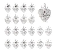 DICOSMETIC 24pcs Anatomical Heart Charms Bulk Tibetan Style Alloy Heart Charms Antique Silver Anatomy Necklace Charms for Jewelry Making, Hole: 2mm