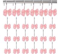DICOSMETIC 24Pcs Bow Bathroom Curtain Hooks Shower Curtain Hooks Set Pink Decorative Resin Curtains Hanger Hook Bowknot Curtains Rings for Bedroom Art Decor Home Accessories
