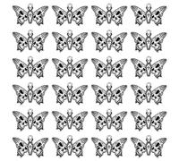 DICOSMETIC 24Pcs Butterfly Skull Charm Alloy Enamel Animal Enamel Charms Black Butterlfy with Skull and Cross Charms Halloween Themed Charms Spooky Gothic Jewelry for Jewelry Making, Hole: 2mm