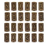 DICOSMETIC 24Pcs Rune Beads: 24 Alloy European Column Spacer Beads, Antique Bronze, 13mm x 9mm, 5mm Hole, Tibetan Style Viking Hair Bead for DIY Jewelry Making