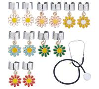 DICOSMETIC 24Pcs Sunflower Stethoscope Charm Bulk Personalized Identification Tag with 22mm Total Length (0.87 Inch) 14.8mm Pendant (0.58 Inch) Nurses W ifts for Doctor Nurse Medical Assistant