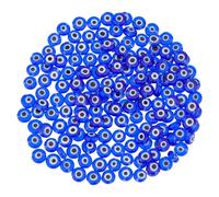DICOSMETIC 256Pcs Handmade Evil Eye Lampwork Beads Blue Flat Round Evil Eye Beads 6mm Turkish Blue Eyes Bead for DIY Bracelets Necklace Jewelry Making, Hole: 1mm