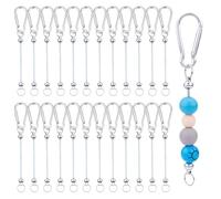 DICOSMETIC 25Pcs Beadable Keychain Bars Metal Blank Keychain Bars Carabiners Clips with DIY Bead Aluminum Spring Snap Hook for DIY Handbag Bags Key Rings Craft Jewelry Making
