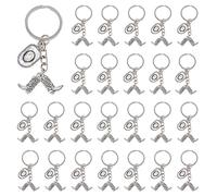 DICOSMETIC 25Pcs Western Cowboy Keychain 73mm Western Boot and Hat Key Ring Antique Silver and Platinum Alloy Pendant with Iron Ring and Chain for Purse Handbags Decoration Gift