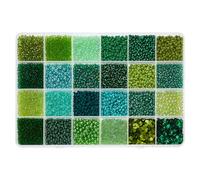DICOSMETIC 26970pcs Green Mini Glass & Plastic Seed Beads for Jewelry Making, Round & Disc Shapes, Hole: 0.8-1.4mm