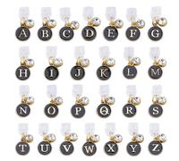 DICOSMETIC 26Pcs Dust Plug Charms Bulk Letter Type-C Charging Port Charm Black Cell Phone Charm Plug Cover Plastic Dust Plugs with Alloy A-Z Charms USB C Port Cap Protector Pendant for Earphone