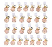 DICOSMETIC 26Pcs Dust Plug Charms Bulk Letter Type-C Charging Port Charm Pink Cell Phone Charm Plug Cover Plastic Dust Plugs with Alloy A-Z Charms USB C Port Cap Protector Pendant for Earphone