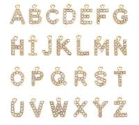 DICOSMETIC 26Pcs Stainless Steel Rhinestone Letter Charms 18K Gold Plated Alphabet Charm 9.5mm Small Letter A-Z Charms for DIY Necklace Bracelet Earring Jewelry Making