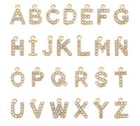DICOSMETIC 26Pcs Stainless Steel Rhinestone Letter Charms 18K Gold Plated Alphabet Charm 9.5mm Small Letter A-Z Charms for DIY Necklace Bracelet Earring Jewelry Making