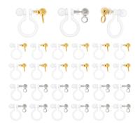 DICOSMETIC 28Pcs 2 Colors Plastic Earrings Clips Stainless Steel Earring Converter U Type Earring Finding Clear Non-Pierced Earrings Invisible Earring Components with Loop for DIY Jewelry Making