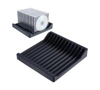DICOSMETIC 2Pcs 15.5x15x2.8cm Black Stackable CD Organizer Plastic CD Organizer with Rubber Feet CDs Storage Slotted Display Stand for Home Office Music Room Decor, Slot: 10.5mm