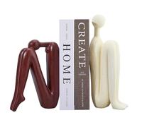 DICOSMETIC 2Pcs 2 Styles Decorative Bookends Abstract Human Book Ends Abstract Decor Aesthetic Book Ends Modern Creative Bookends Porcelain Thinker Statue for Home Office Desktop Decor