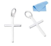 DICOSMETIC 2Pcs 925 Sterling Silver Cross Charms Mini Crucifix Charms Religious Crosses Pendants Thin Blank Cross Charm Silver Prayer Pendants for Bracelet Necklace Jewelry Making