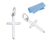 DICOSMETIC 2Pcs 925 Sterling Silver Cross Charms Religious Crosses Pendants Mini Crucifix Charms Thin Blank Cross Charm Silver Prayer Pendants for Bracelet Necklace Jewelry Making, Hole: 1.6mm