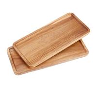 DICOSMETIC 2Pcs Acacia Wood Serving Trays 29x13cm Wooden Serving Platters Rectangle Wood Appetizer Plates Mini Charcuterie Boards for Food, Bathroom, Home Decor, Kitchen Counter
