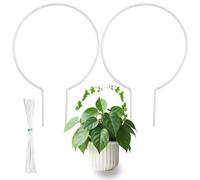 DICOSMETIC 2Pcs Acrylic Potted Plant Trellis Round Plant Trellis Clear Small Indoor Plants Trellises with 10Pcs Binding Strings for Vine Ivy Houseplants Flower Support