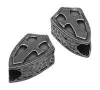 DICOSMETIC 2Pcs Brass Paracord Beads Cross Shield Lanyard Bead for Knife Gunmetal Shield with Cross Beads Large Hole Bead for Knife Lanyard Keychain Bracelet, Hole: 5.5mm