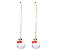 DICOSMETIC 2Pcs Cherry Car Decor Accessories Rear View Mirror Accessories 21.5cm Glass Ball Car Hanging Ornament Crystal Pendant Rearview Mirror Hanging for Women Men