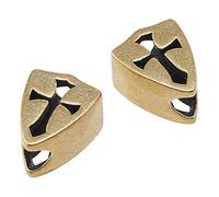 DICOSMETIC 2Pcs Cross Shield Lanyard Bead for Knife Brass Paracord Beads 5mm Large Hole Beads 16x12.5x9mm Shield with Cross Bead for Knife Lanyard Keychain Bracelet