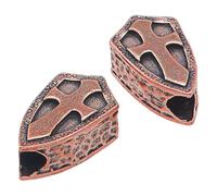 DICOSMETIC 2Pcs Cross Shield Lanyard Bead for Knife Brass Paracord Beads Large Hole Beads Red Copper Shield with Cross Bead for Knife Lanyard Keychain Bracelet, Hole: 5.5mm