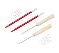 DICOSMETIC 2Pcs Doll Hair Rooting Holders Wood Metal DIY Doll Wig Tool 2pcs Wood Awls 10pcs Ventilating Needles 2pcs Crochet Hooks Reroot Hair Tool Kit for Doll Wig Crafting, 43x1mm Needle