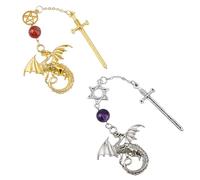 DICOSMETIC 2Pcs Fourth Wing Sward Bookmark Metal Dragon Book Marks Gold Silver Vintage Bookmarks with Dragon Pendant Thanksgiving Birthday Gift for Men Book Lovers