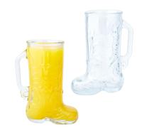 DICOSMETIC 2Pcs Glass Cowboy Boot Cups 17 oz Clear Cowboy Boots Beer Mug Western Themed Drinking Cups Clear Glass Boot Shaped Cup for Rodeo Party Nashville Bachelorette Bar Decor