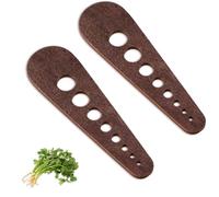DICOSMETIC 2Pcs Herb Stripper Tools Wood Vegetable Leaf Remover 8 Holes Wooden Strippers Tool Kitchen Cooking Accessories Coconut Brown Leaves Stripper for Chefs Housewives Herbs Parsley Coriander