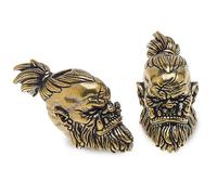 DICOSMETIC 2Pcs Knife Lanyard Beads Brass Paracord Bead EDC Beard Beads Antique Golden Large Hole Bead Survival Men’s Gifts for Knife Lanyard Keychain Bracelet, Orcish Warrior Head