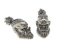 DICOSMETIC 2Pcs Orcish Warrior Head Knife Lanyard Beads Brass Paracord Bead EDC Beard Beads Antique Silver Large Hole Bead Survival Men’s Gifts for Knife Lanyard Keychain Bracelet