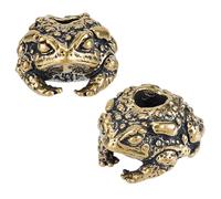 DICOSMETIC 2Pcs Paracord Lanyard Beads Toad Lanyard Bead for Knife Antique Golden Toad Shape Large Hole Bead 18mm Animal Large Metal Beads for Knife Keychain Bracelet, Hole: 5mm