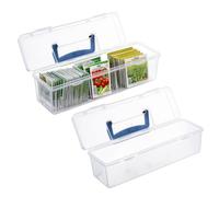 DICOSMETIC 2Pcs Seed Packet Organizer Boxes 11.81"x3.86"x3.43" Plastic Seed Storage Box Handled Clear Seeds Saving Box Rectangle Portable Seeds Packet Container