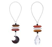 DICOSMETIC 2Pcs Sun Catcher Car Accessories Crystal Hanging Car Charm 7.2-7.4 Inch Rear View Mirror Accessories Gemstone Pendant Rearview Mirror Hanging for Women Men
