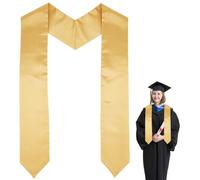 DICOSMETIC 2Pcs Unisex Adult Graduation Stole 33.85" Plain Graduation Sash Gold Honor Stoles Sublimation Blank Grad Sash for High School College Academic Commencements